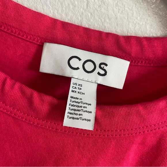 COS Pink Crew Neck Oversized Boxy Cotton Short Sleeve Tee Shirt Size XS - Picture 3 of 5